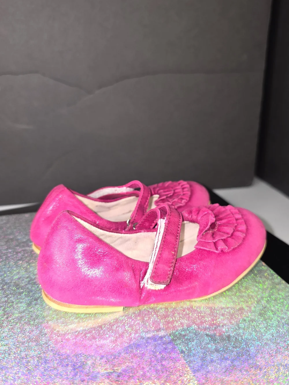 Bloch Hot Pink Ruffle Mary Jane Girls' Ballet Shoes Sz 24 (US 7-8) Toddler